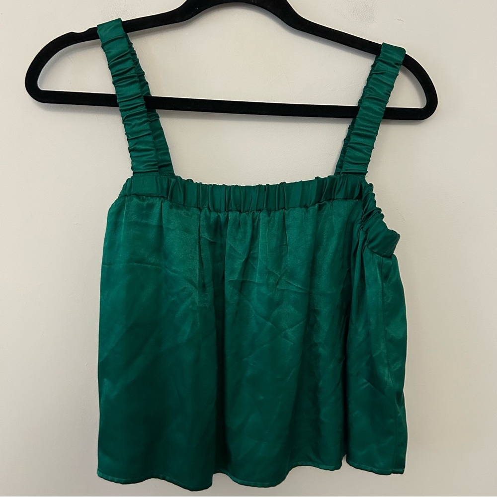 Nation LTD Rivka Satin Effect Tank in Emerald Green - Picture 3 of 6